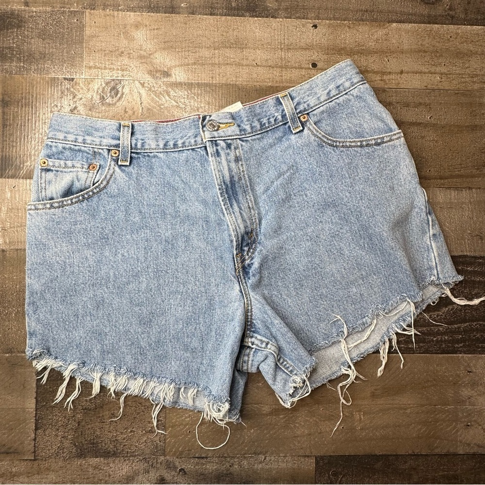 Levi's Blue Jean Shorts Distressed Cutoff size 16 - Picture 12 of 12